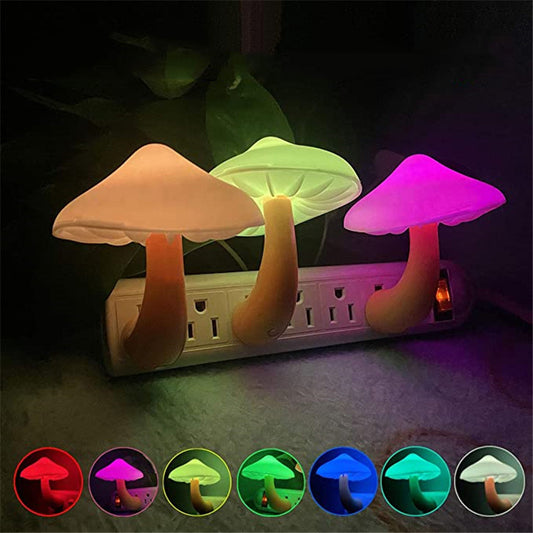 GlowMush™ LED Night Light – Auto Sensor Mushroom Wall Lamp for Cozy Home Decor